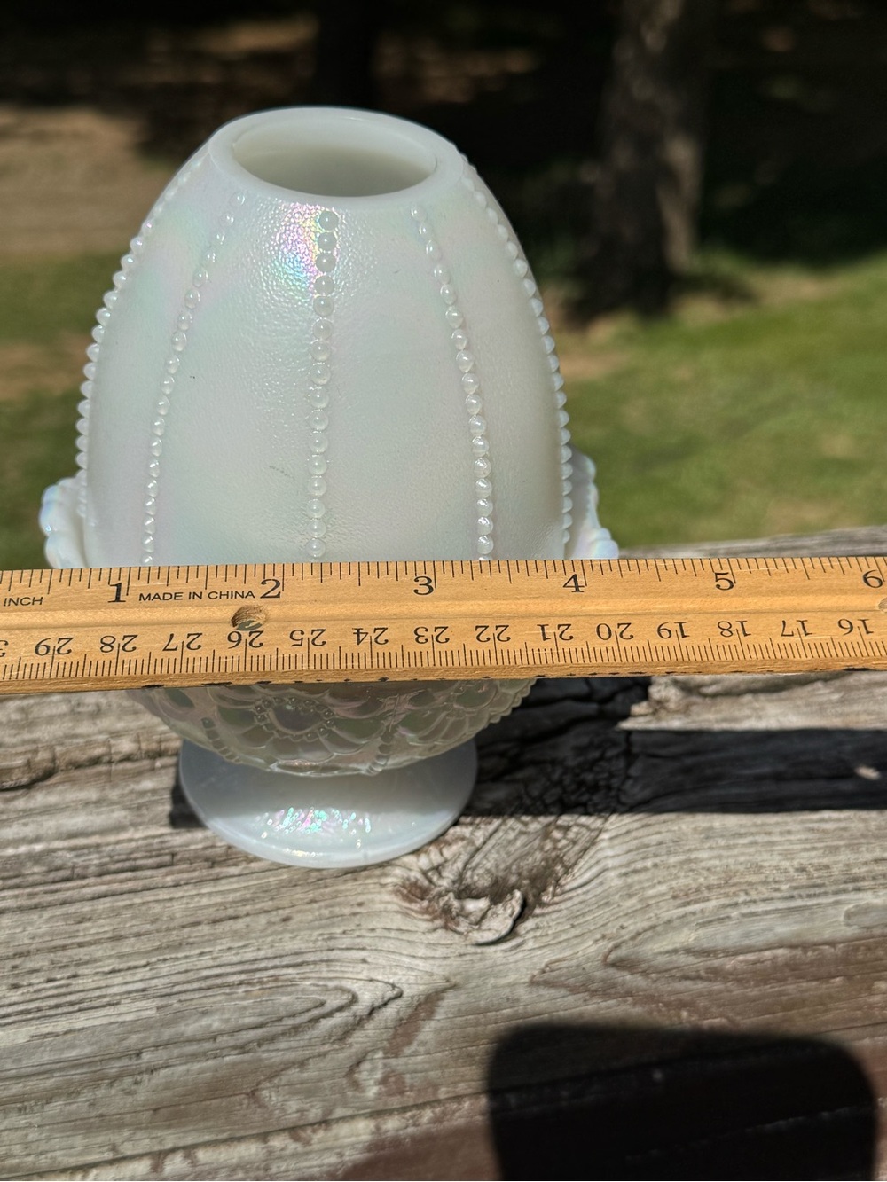 Iridescent Opalescent Beaded fairy lamp Fenton - Picture 10 of 10